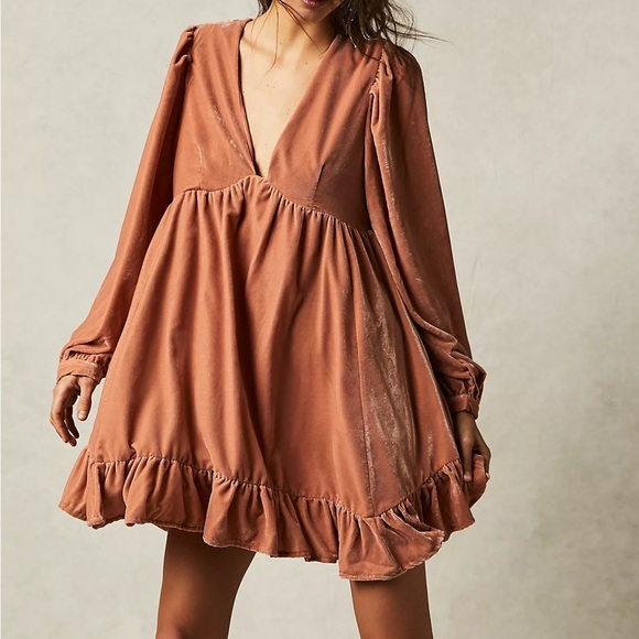 Free People Estella Velvet Mini Dress NWOT - Picture 5 of 5